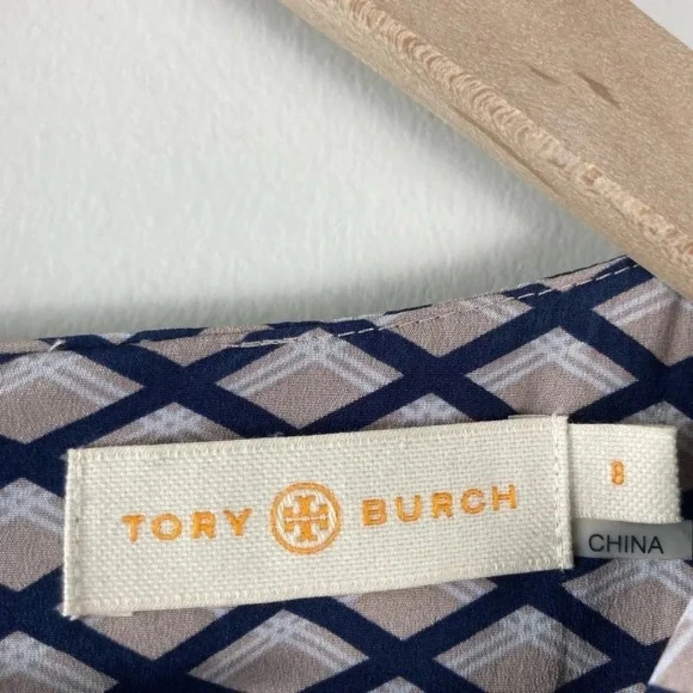 Tory Burch Navy and Cream Silk Shift Dress Size 6 - Picture 5 of 7